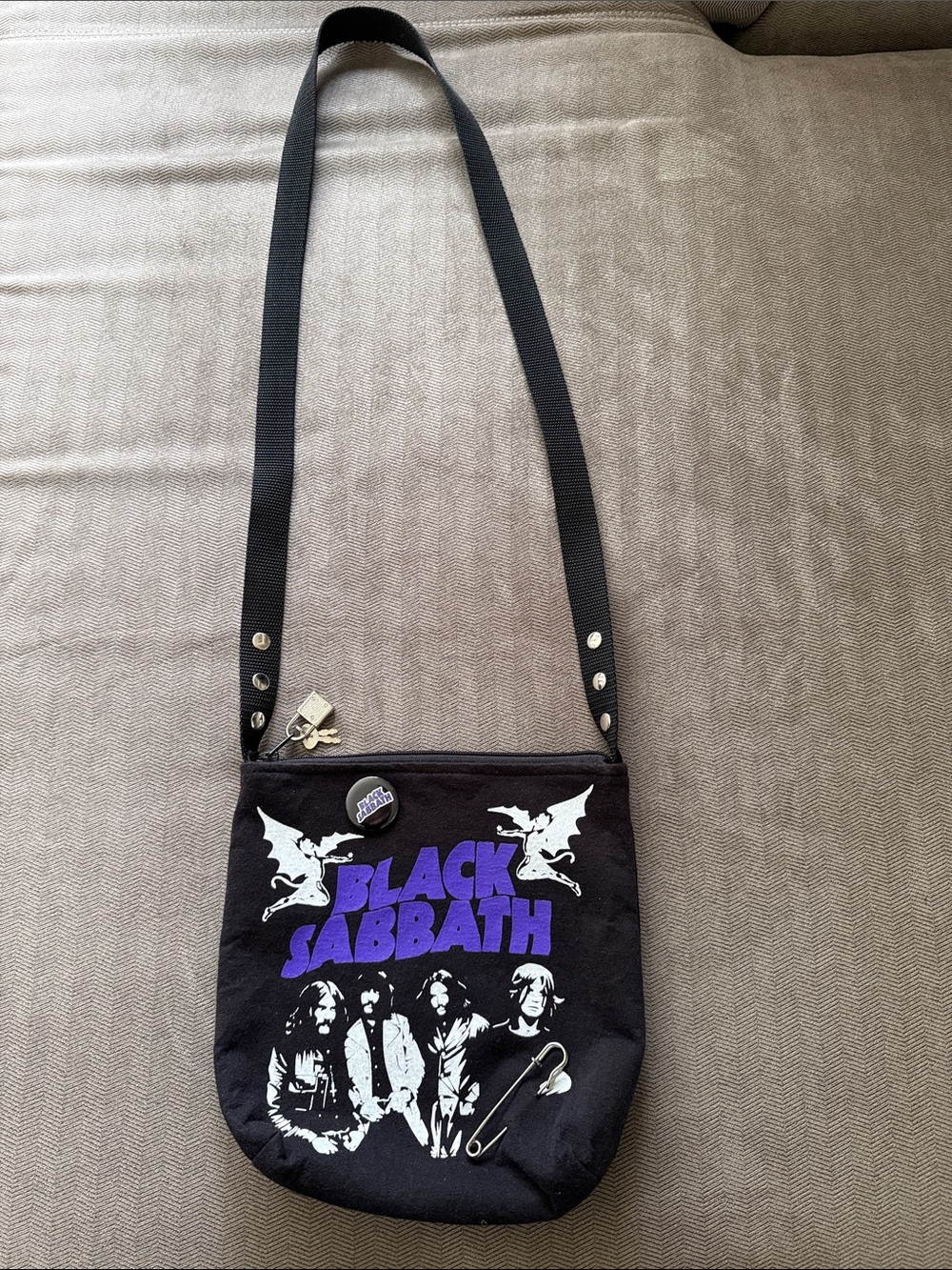 Black Sabbath Graphic Crossbody Bag in Black & Purple - NEW!! - Picture 2 of 4